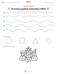 Podgląd drukowalnego arkusza ćwiczeń Pierwsza podróż Kolumba (1492)