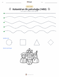 Kolomb'un ilk seyahati (1492) yazdırılabilir çalışma sayfası önizlemesi