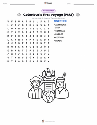Columbus’s first voyage (1492) printable worksheet preview