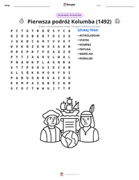 Podgląd drukowalnego arkusza ćwiczeń Pierwsza podróż Kolumba (1492)