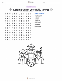 Kolomb'un ilk seyahati (1492) yazdırılabilir çalışma sayfası önizlemesi
