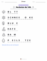 Nordosten (USA) druckbare Arbeitsblatt Vorschau