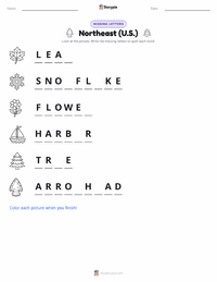 Northeast (U.S.) printable worksheet preview