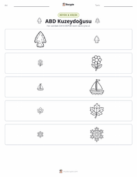 Kuzeydoğu (ABD) yazdırılabilir çalışma sayfası önizlemesi