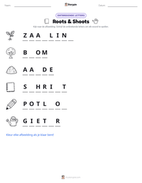 Roots & Shoots afdrukbare werkblad voorbeeld