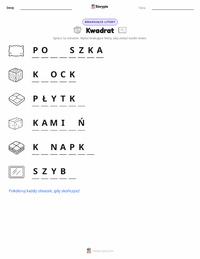 Podgląd drukowalnego arkusza ćwiczeń Kwadrat
