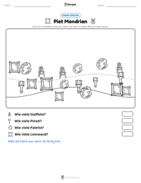 Piet Mondrian druckbare Arbeitsblatt Vorschau