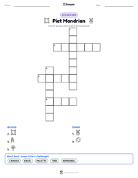 Piet Mondrian printable worksheet preview