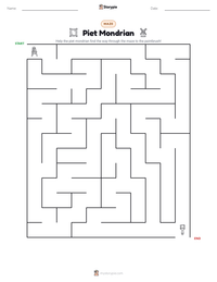 Piet Mondrian printable worksheet preview