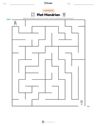 Aperçu de la feuille de travail imprimable Piet Mondrian