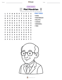 Piet Mondrian printable worksheet preview