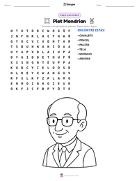 Prévia da folha de atividades imprimível Piet Mondrian