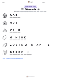 Taíno-volk afdrukbare werkblad voorbeeld