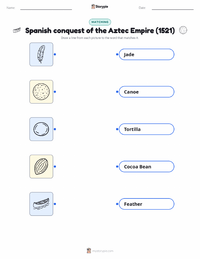 Spanish conquest of the Aztec Empire (1521) printable worksheet preview