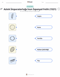 Aztek İmparatorluğu'nun İspanyollar Tarafından Fethi çocuklar için yazdırılabilir çalışma sayfası