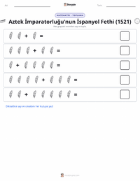 Aztek İmparatorluğu'nun İspanyollar Tarafından Fethi yazdırılabilir çalışma sayfası önizlemesi