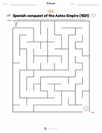 Spanish conquest of the Aztec Empire (1521) printable worksheet preview