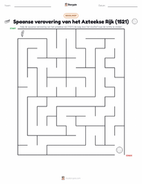 Spaanse verovering van het Azteekse Rijk afdrukbare werkblad voorbeeld