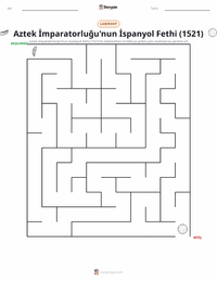 Aztek İmparatorluğu'nun İspanyollar Tarafından Fethi yazdırılabilir çalışma sayfası önizlemesi