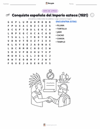 Vista previa de la hoja de trabajo imprimible de Conquista española del Imperio azteca