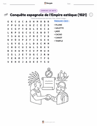 Aperçu de la feuille de travail imprimable Conquête espagnole de l'Empire aztèque