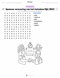 Spaanse verovering van het Azteekse Rijk afdrukbare werkblad voorbeeld