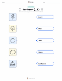 Southeast (U.S.) printable worksheet for kids
