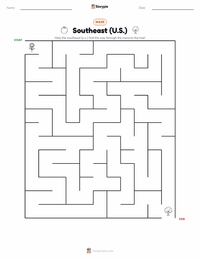 Southeast (U.S.) printable worksheet preview