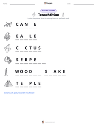 Tenochtitlan printable worksheet preview