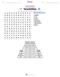 Prévia da folha de atividades imprimível Tenochtitlan