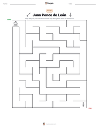 Juan Ponce de León printable worksheet preview
