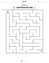 Aperçu de la feuille de travail imprimable Juan Ponce de León