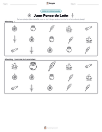 Juan Ponce de León afdrukbare werkblad voorbeeld