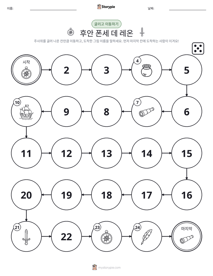 주사위 굴리고 이동하기 게임