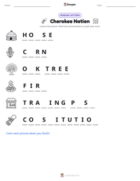 Cherokee Nation printable worksheet preview