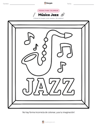 Página para colorear de Música Jazz para niños