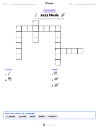 Jazz Music printable worksheet preview