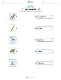 Jazz Music printable worksheet for kids