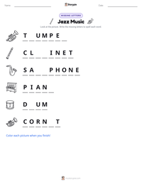 Jazz Music printable worksheet preview