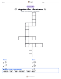 Appalachian Mountains printable worksheet preview
