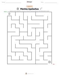 Vista previa de la hoja de trabajo imprimible de Montes Apalaches