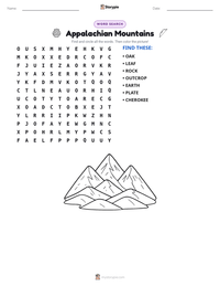 Appalachian Mountains printable worksheet preview