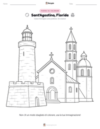 Pagina da colorare di St. Augustine, Florida per bambini