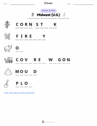 Midwest (U.S.) printable worksheet preview