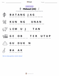 Prabaca lembar kerja cetak Midwest (A.S.)