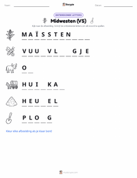 Midwesten (V.S.) afdrukbare werkblad voorbeeld