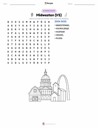 Midwesten (V.S.) afdrukbare werkblad voorbeeld