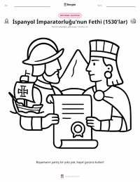İspanyolların İnka İmparatorluğu'nu Fethi çocuklar için boyama sayfası