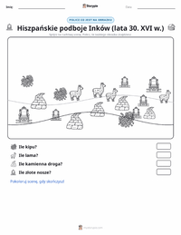 Podgląd drukowalnego arkusza ćwiczeń Hiszpański podbój Imperium Inków
