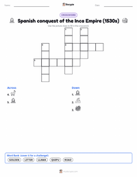 Spanish conquest of the Inca Empire (1530s) printable worksheet preview